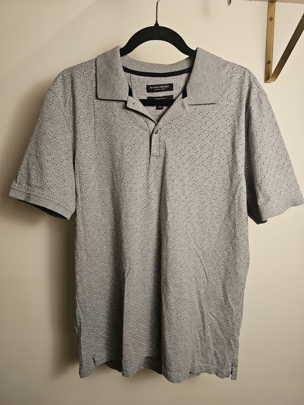 100% Cotton Luxury Touch Tailored Fit Men’s Light Gray Patterned Polo